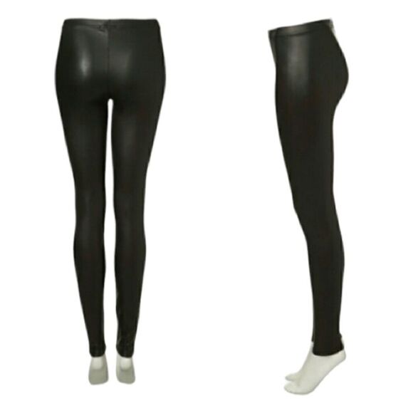 TOPSHOP Black Faux Leather Leggings Size 6 - Picture 4 of 9